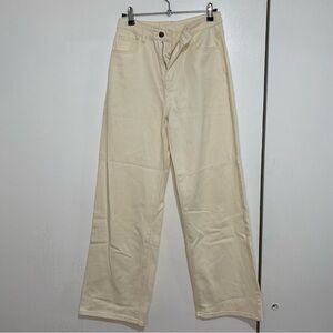 Cream Wide-Leg Pants